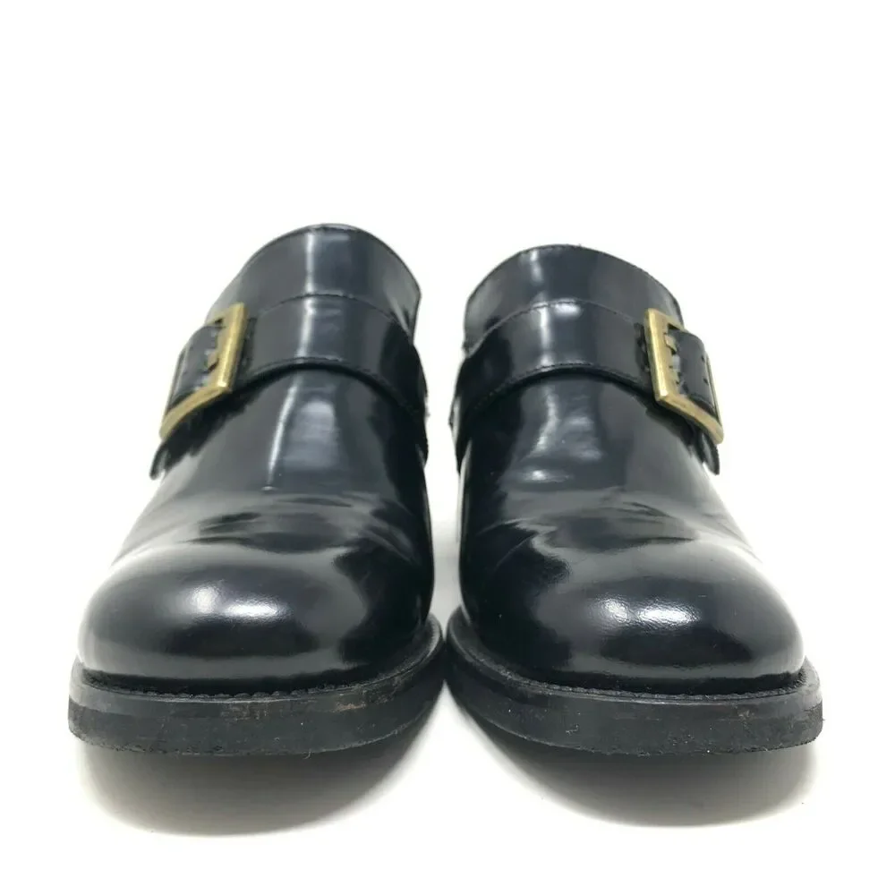 Vintage Black Patent Leather Loafers Women's 6 Chunky Heel Punk Retro 90s Eden‎